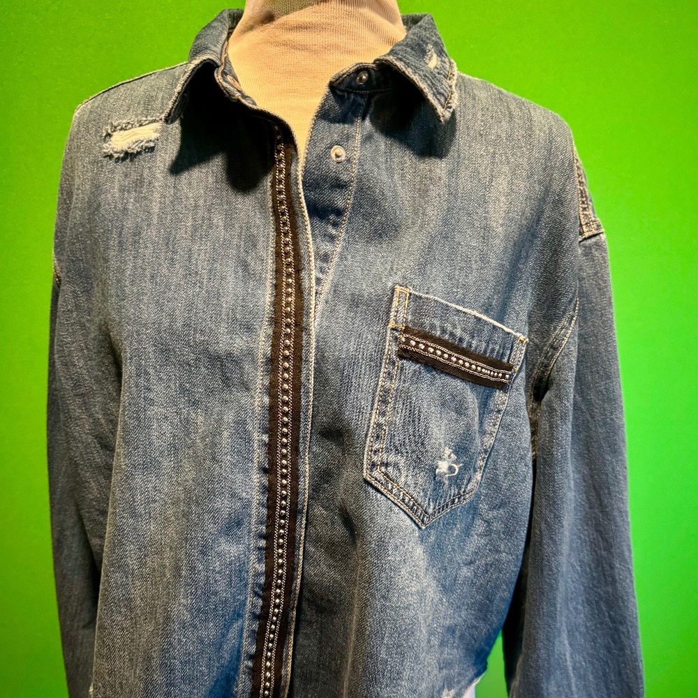 Distressed Denim Top